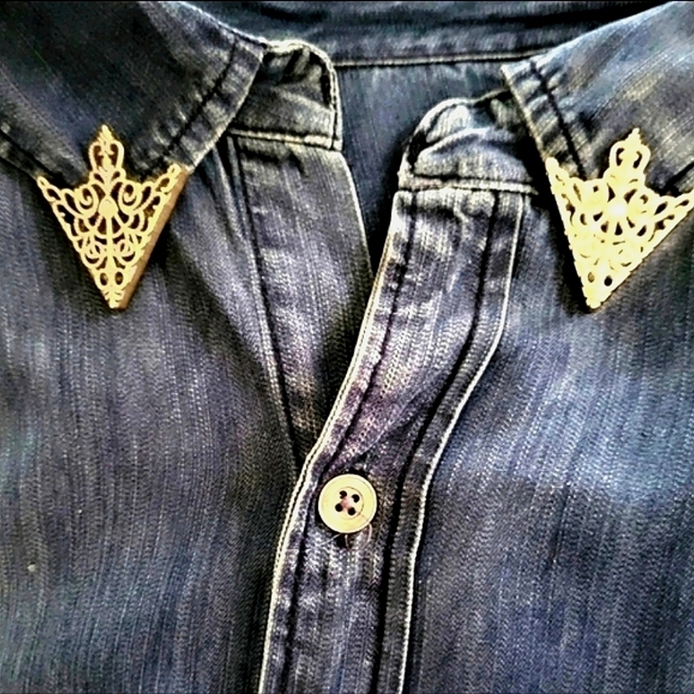 1 Pr Silver Or Gold Collar Tips Boho/ Western Vintage style